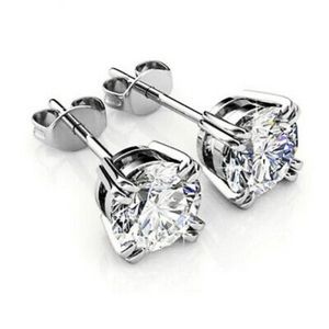 NEW STERLING SILVER STUD Diamond Earrings